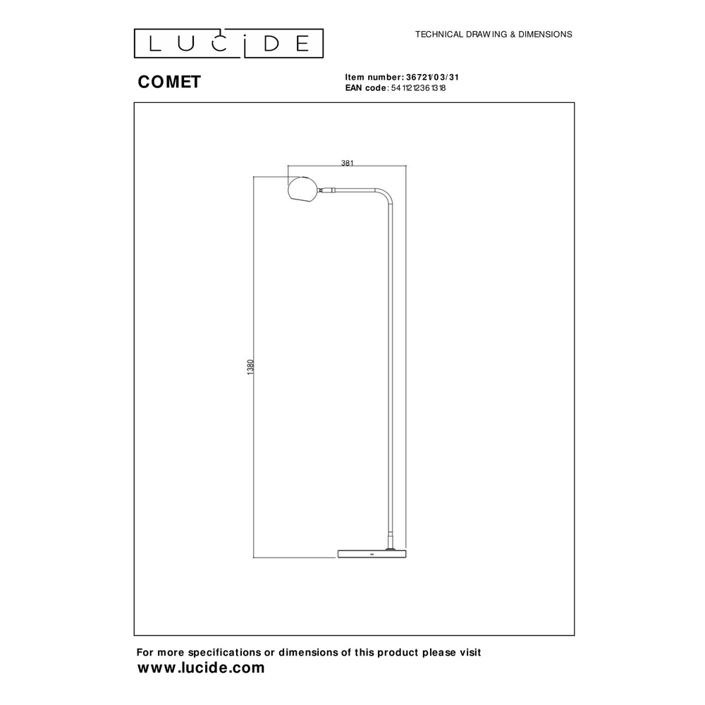 Lampe de lecture rechargeable Comet Blanc Lucide 5411212361318
