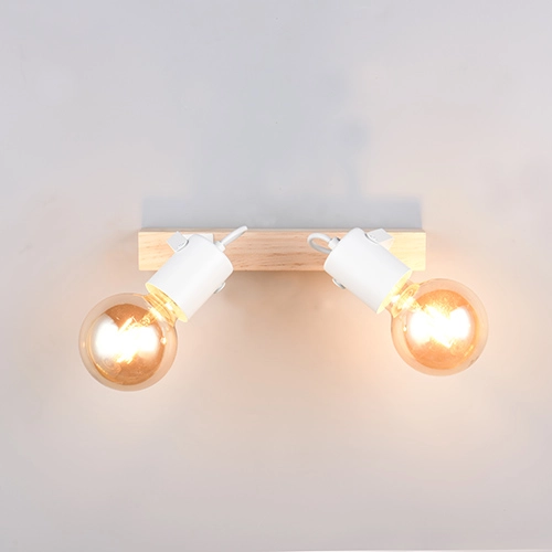 Double éclairage au plafond Lynar Blanc avec du bois Trio 4017807670745