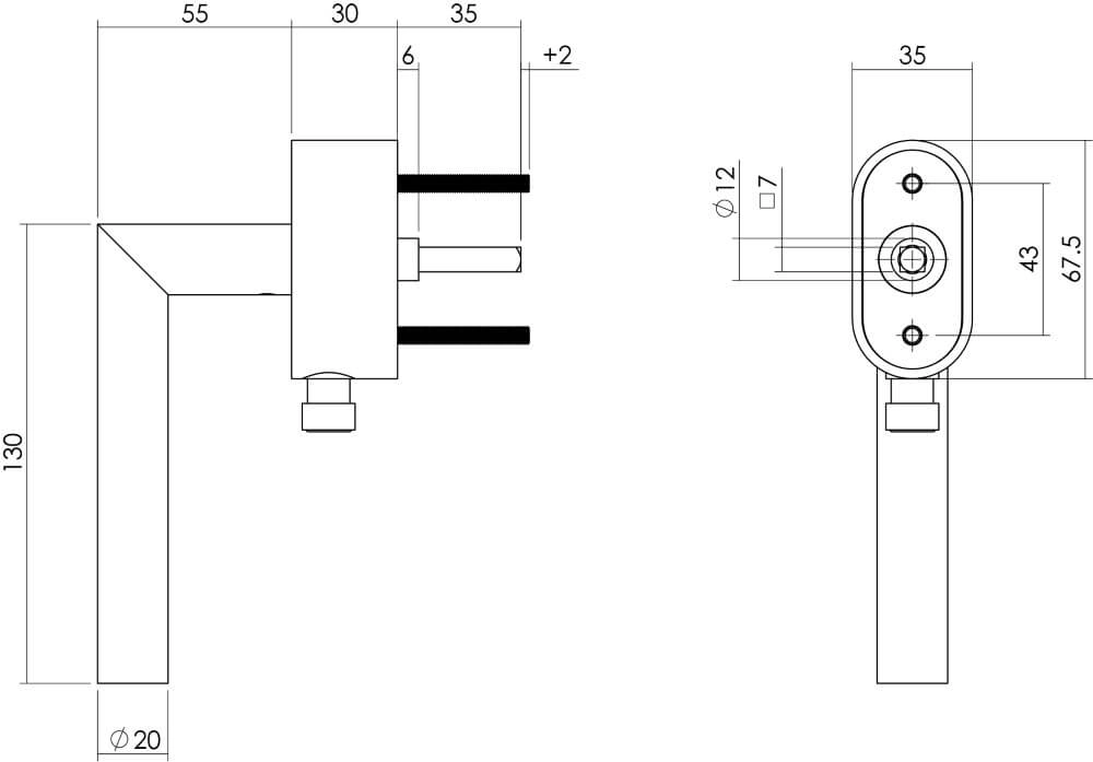 Poignée de fenêtre Hoek 90 Rosace ovale verrouillable en acier inoxydable Intersteel 8714186434321
