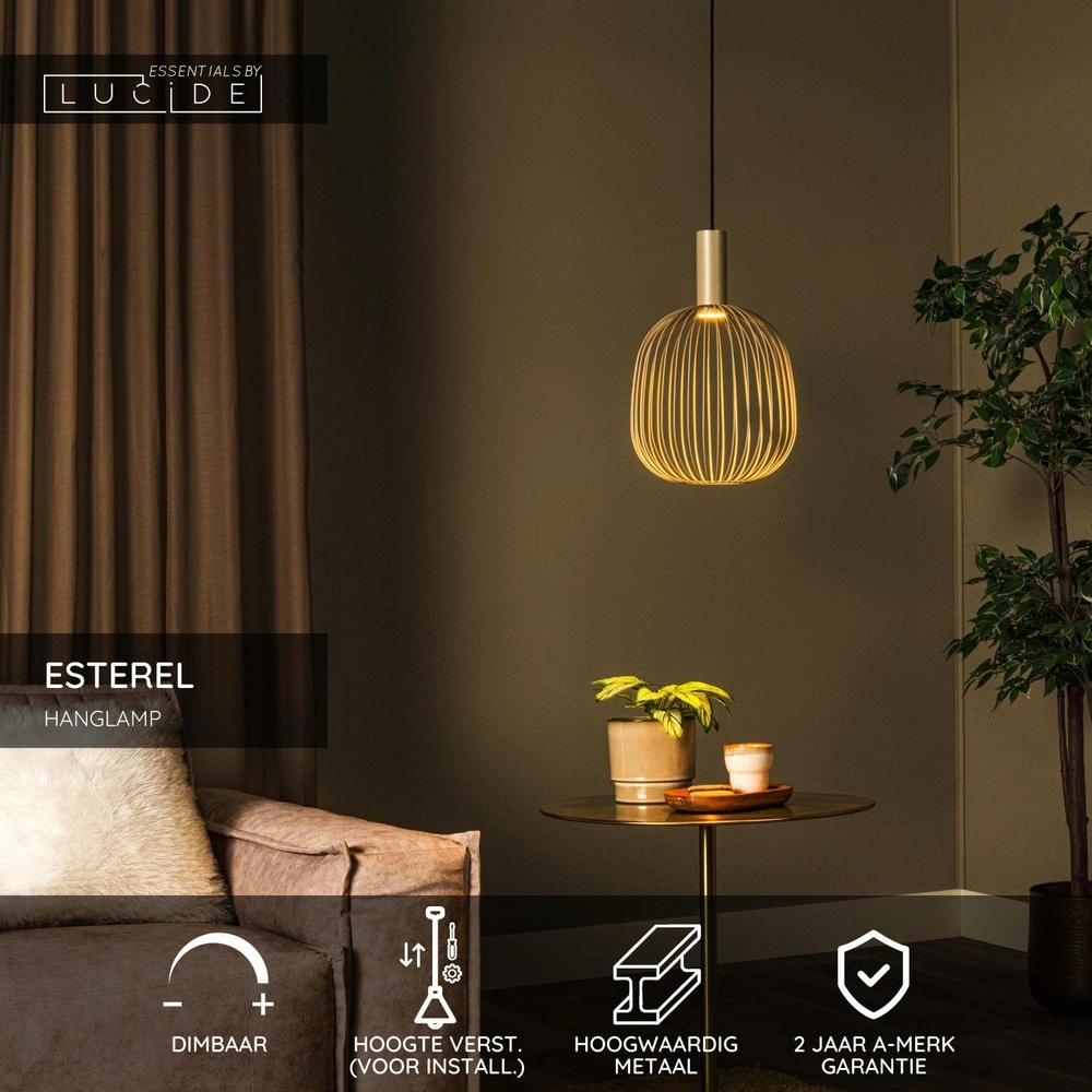 Lampe pendante Ø 25cm Esterel mini GU10 marron sable Lucide 5411212212313