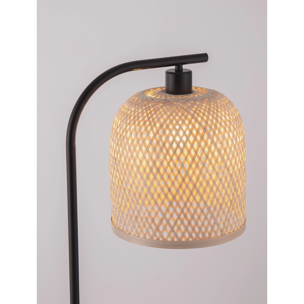 Lampadaire Intra noir avec capuchon en bambou Lyora 5212017454836
