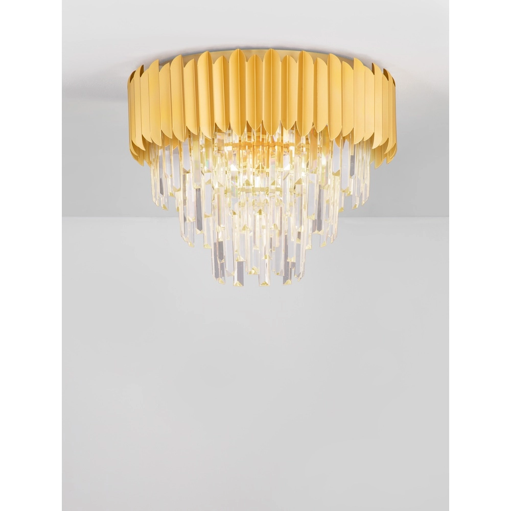 Plafonnier Magnolia or et cristal Ø 50cm