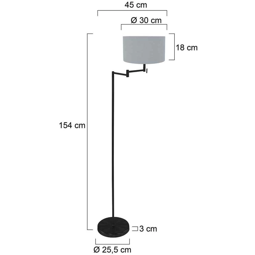 Lampadaire Bella Noir avec capuche bleu clair Steinhauer 8712746174670