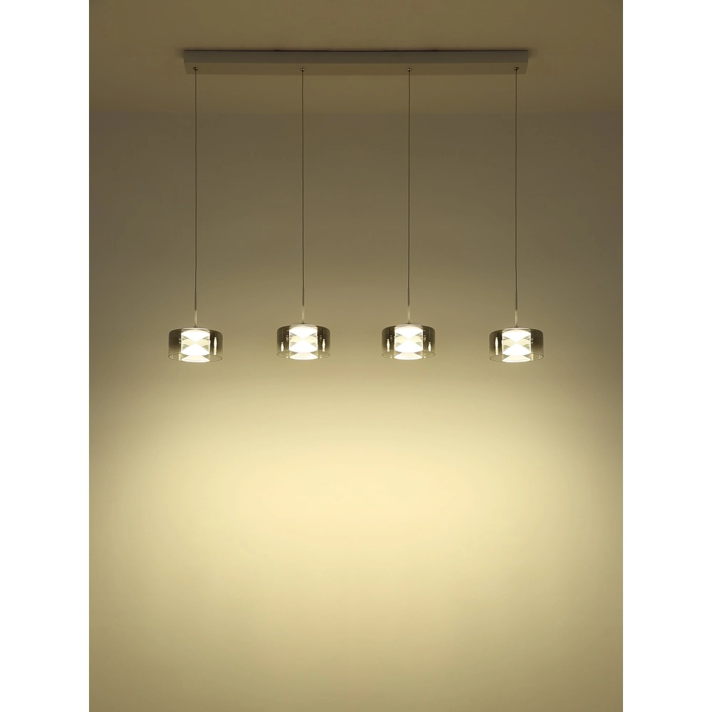 Lampe pendante de conception Belinda Blanc 4 lumières avec verre fumé Globo 9007371566372