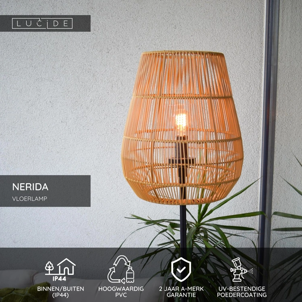 Lampe de pied Nerida rotin IP44 - Ø 35cm Lucide 5411212031914