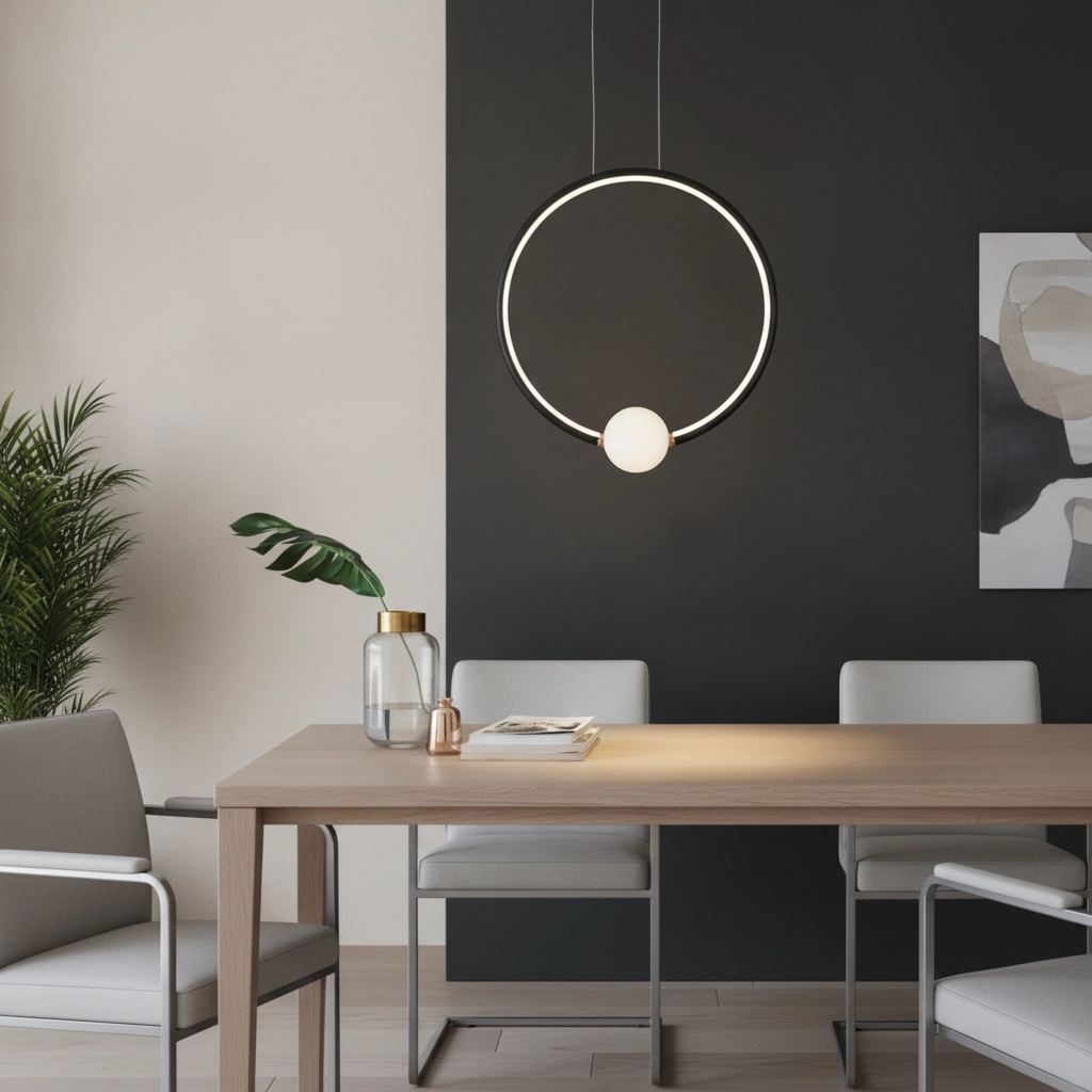 Suspension Celia noir avec rond blanc