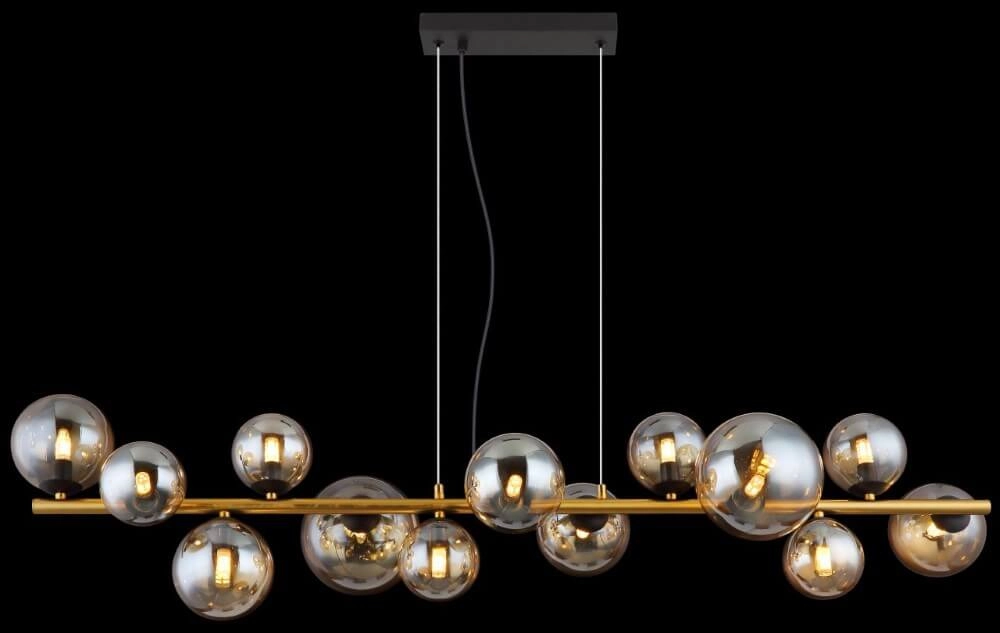 Lampe suspendue dorée Riha design avec verre ambré Globo 9007371448838