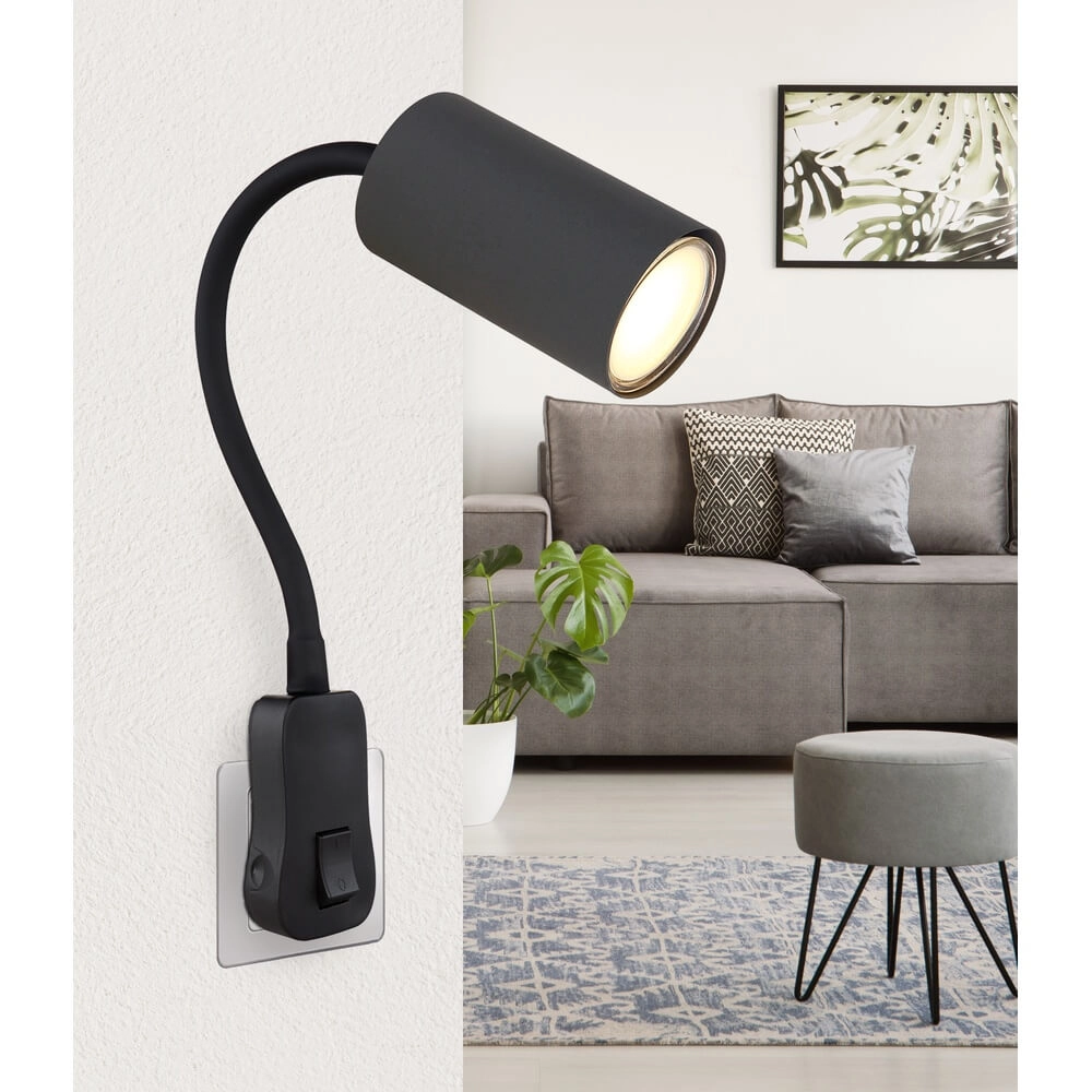 Lampe noire Robby Douille avec gris Globo 9007371430932