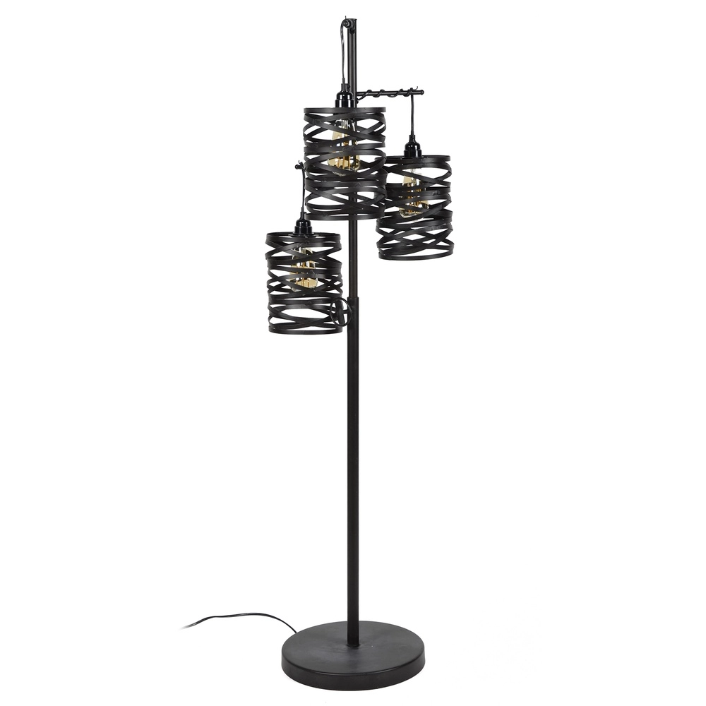 Lampe de sol de campagne Spindle 3x E27 - Gris ardoise Lyora 8716803513037