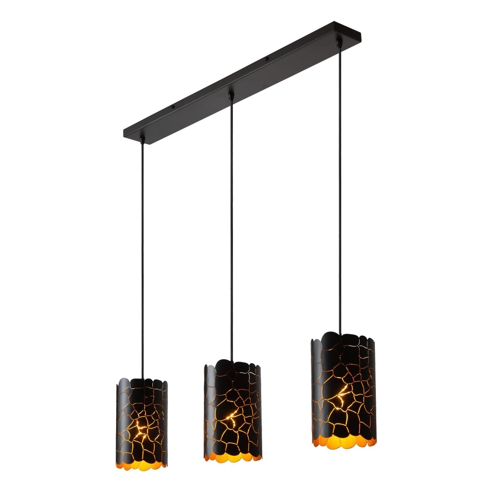 Lampe suspendue Almelo 3 couleurs noires claires avec or à l’intérieur Lucide 5411212211873