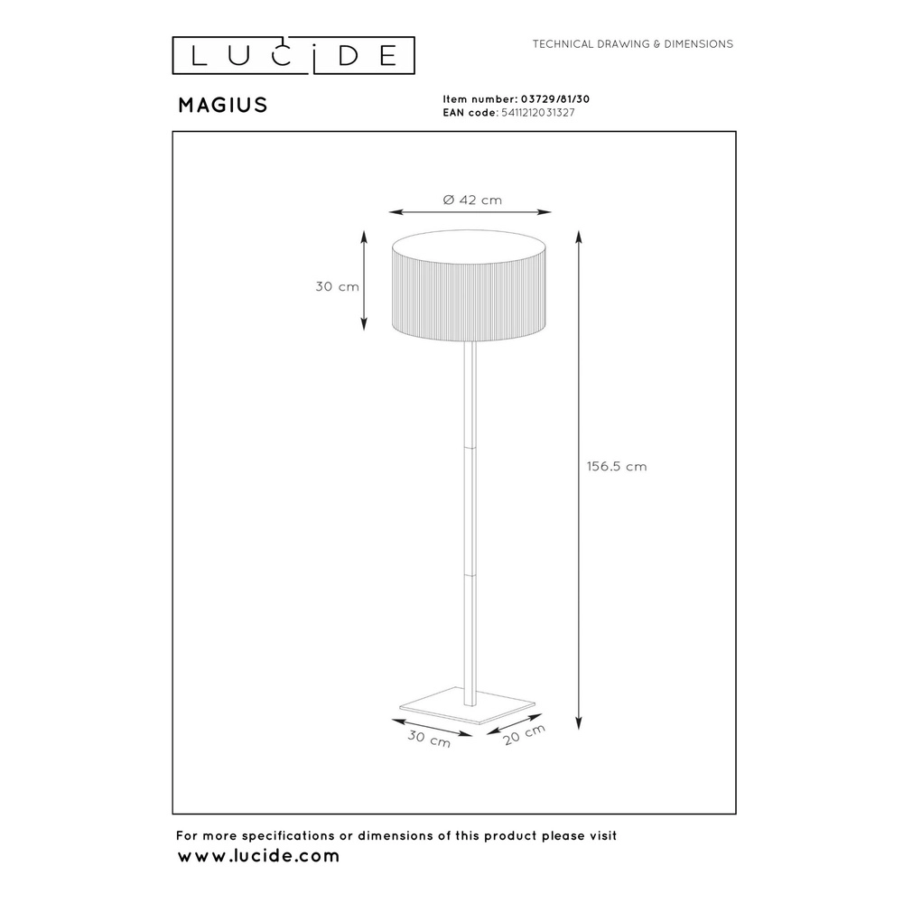 Lampe de pied Magius Rotin Lucide 5411212031327