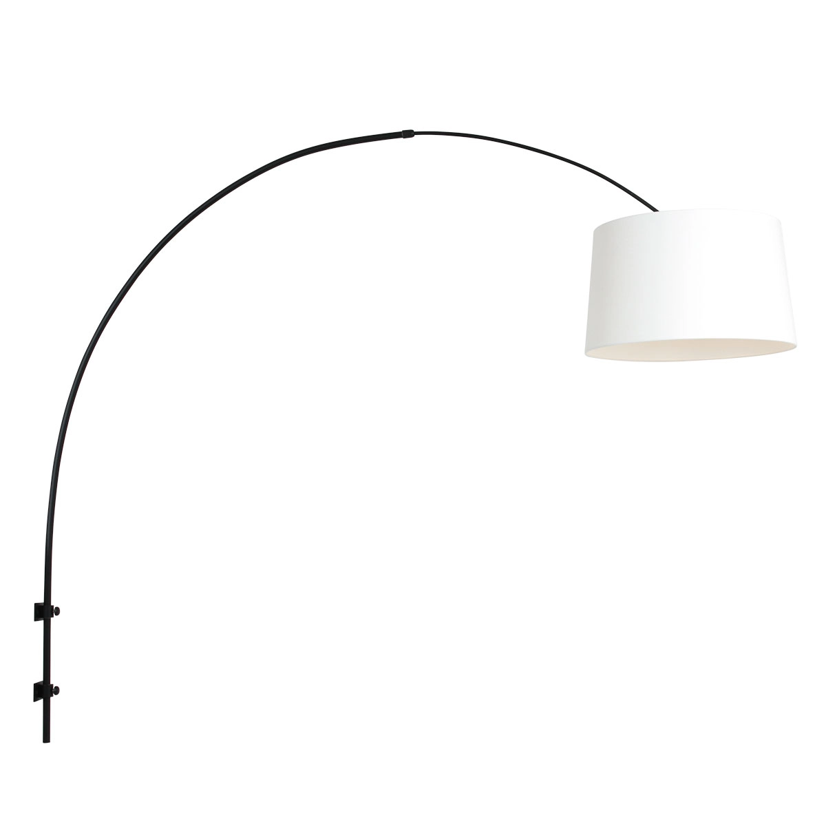 Lampe à arc murale Sparkled noir avec abat-jour blanc