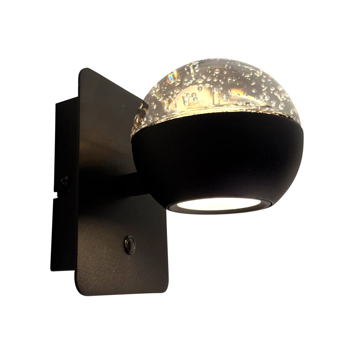 Lampe murale LED Belluno noir avec verre - ajustable