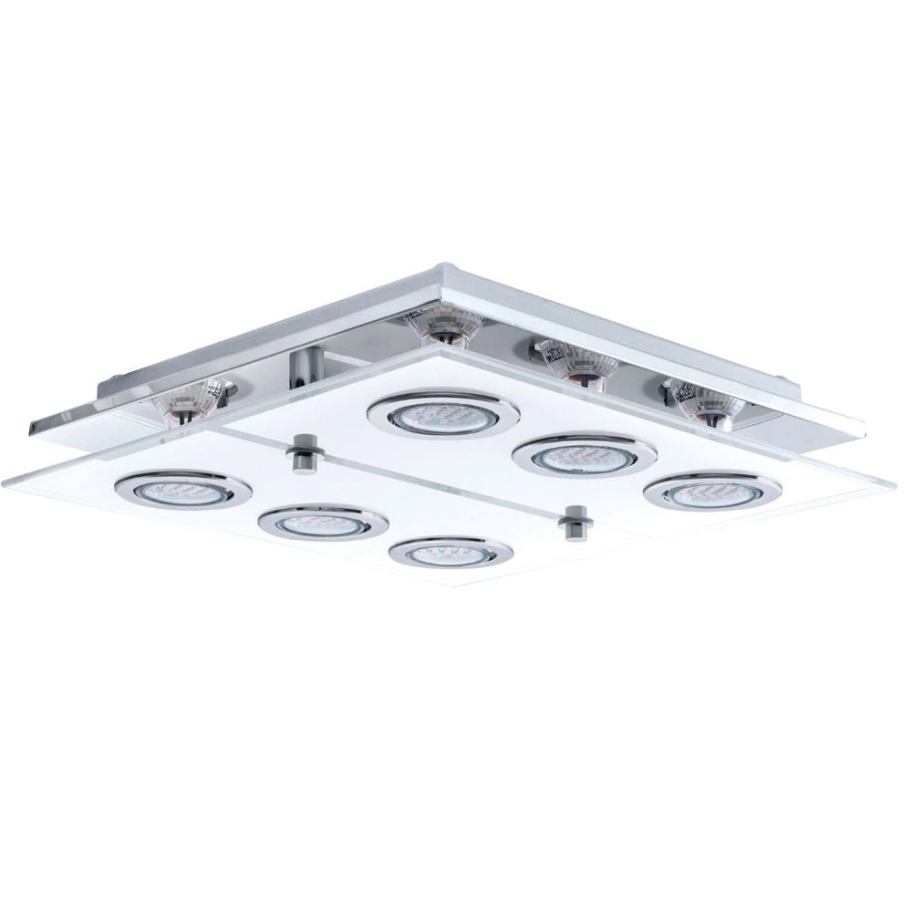 LED plafonnier Cabo Square 6x3w - 3000K - 34cm chromé