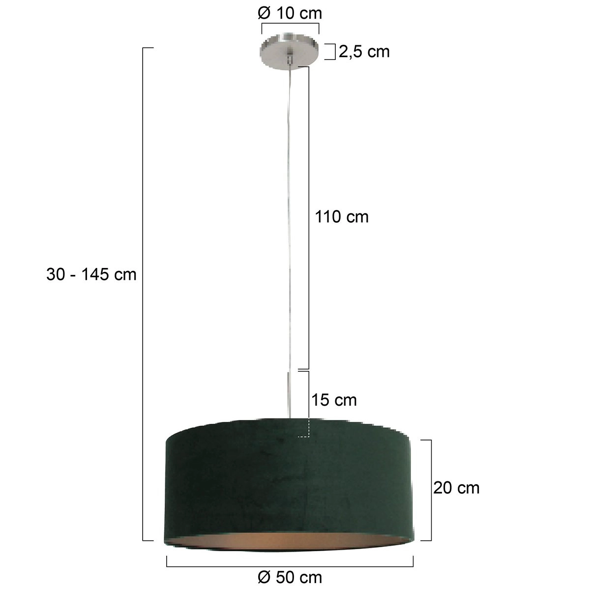 Lampe suspendue Sparkled Velours vert Steinhauer 8712746146189