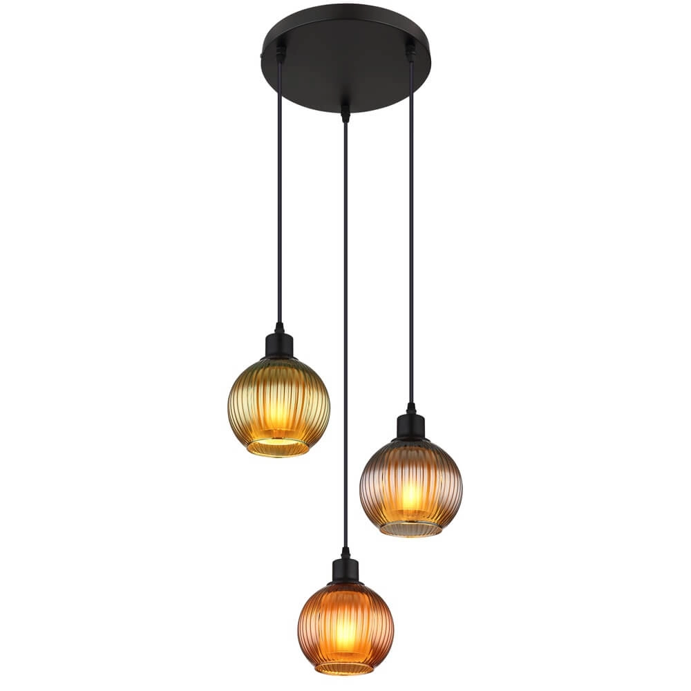 Suspension ronde Zumba verre coloré 3 lumières Ø 36cm Suspension ronde Zumba verre coloré 3 lumières Ø 36cm
