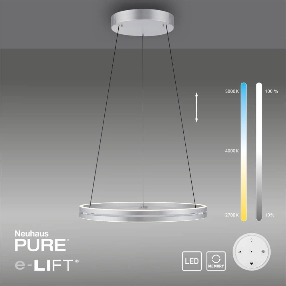 Lampe suspendue élégante Pure E-Loop aluminium Ø 70cm Paul Neuhaus 4012248372302