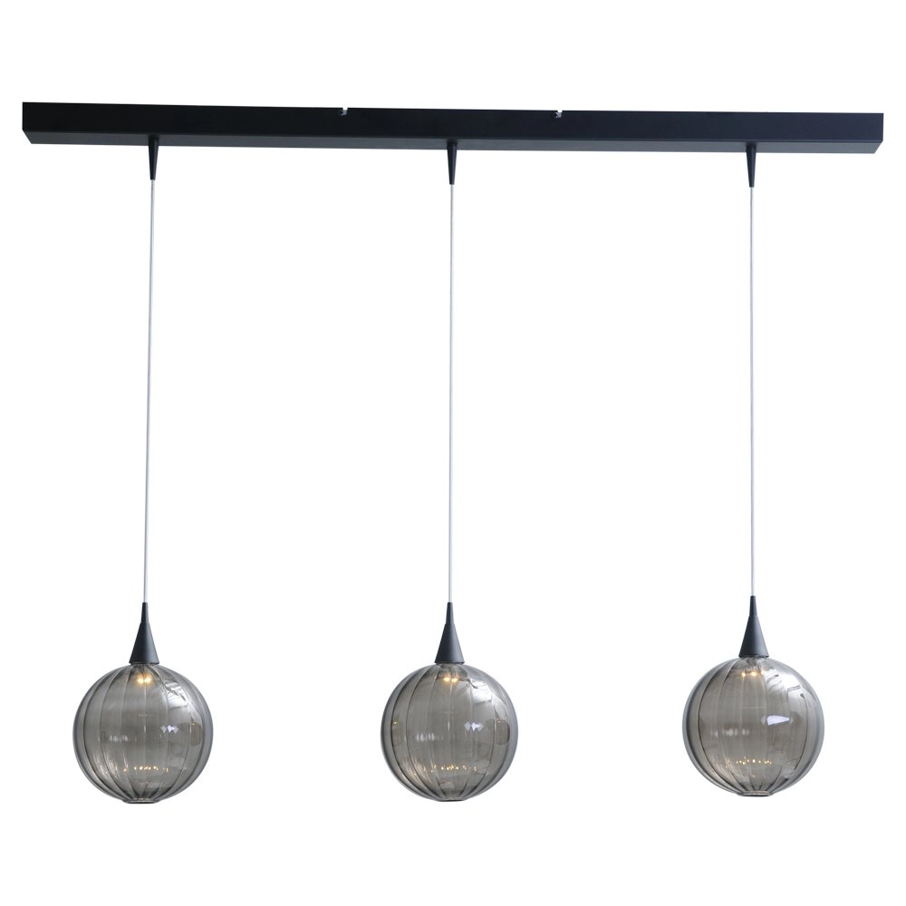 Lampe suspendue de table à manger noire Bocca avec 3 boules de verre blackline