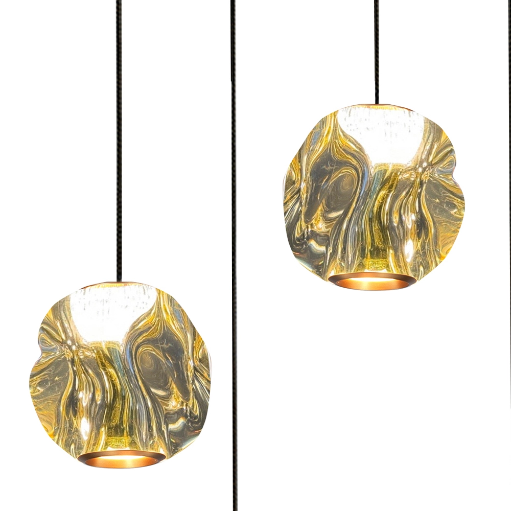 Suspension Melina Noir à 12 lumières avec verre ambré Highlight 8718379050497