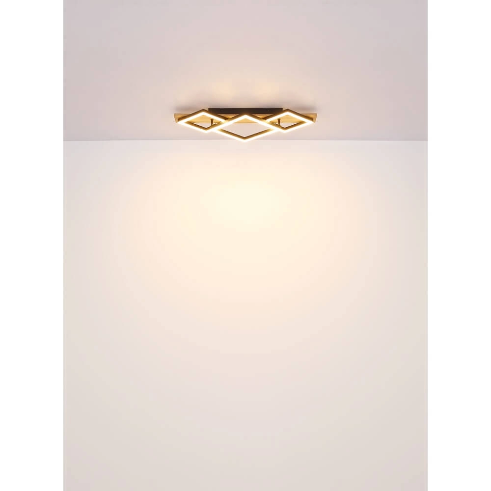 Plafonnier Obrien noir avec bois simple Globo 9007371509300