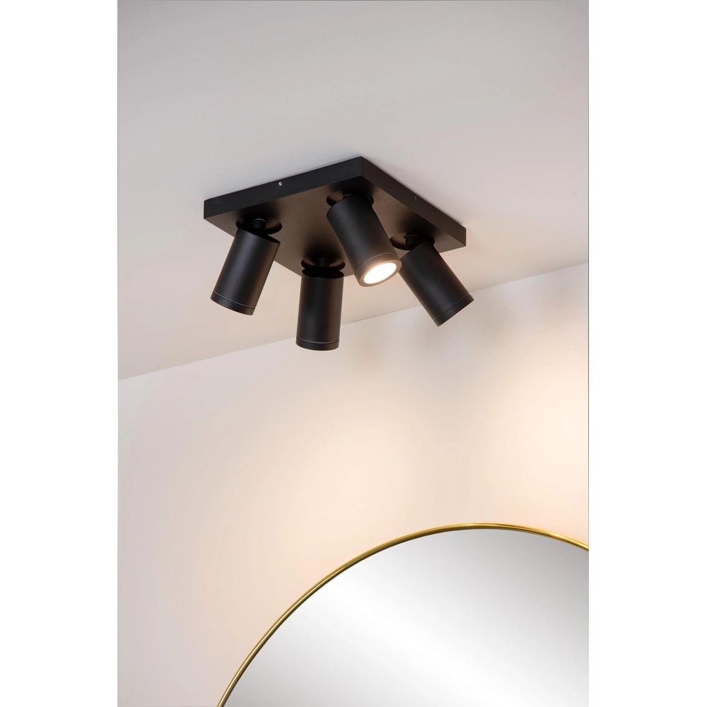Projecteur de plafond Taylor IP44 noir à 4 lumières Lucide 5411212092670