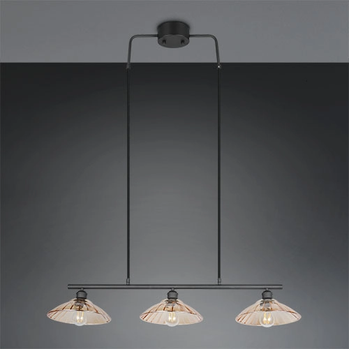 Lampe pendante classique Eluna Noir à 3 lumières Trio 4017807682502