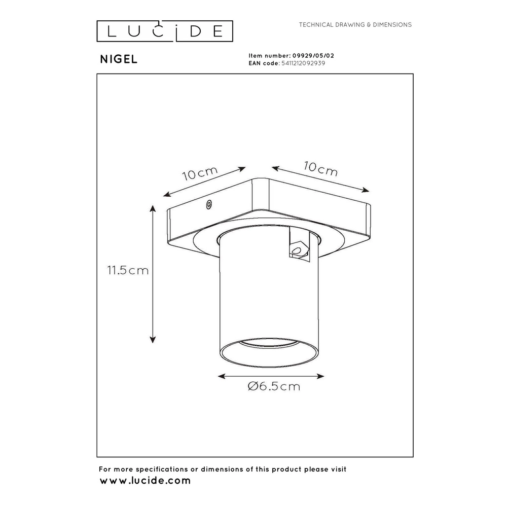 Projecteur de plafond Nigel Or Lucide 5411212092939