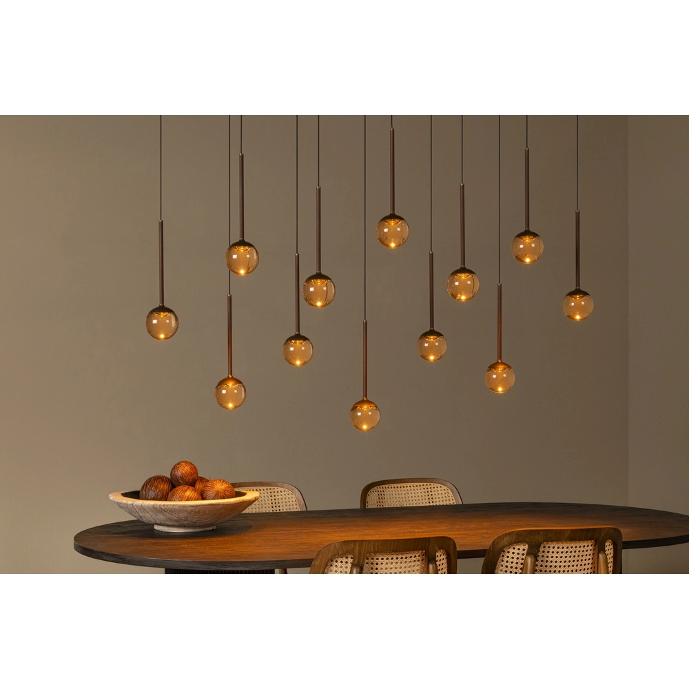 Lampe suspendue ovale Calina 12 lumières avec sphères ambrées Premium by Lucide 5411212242068