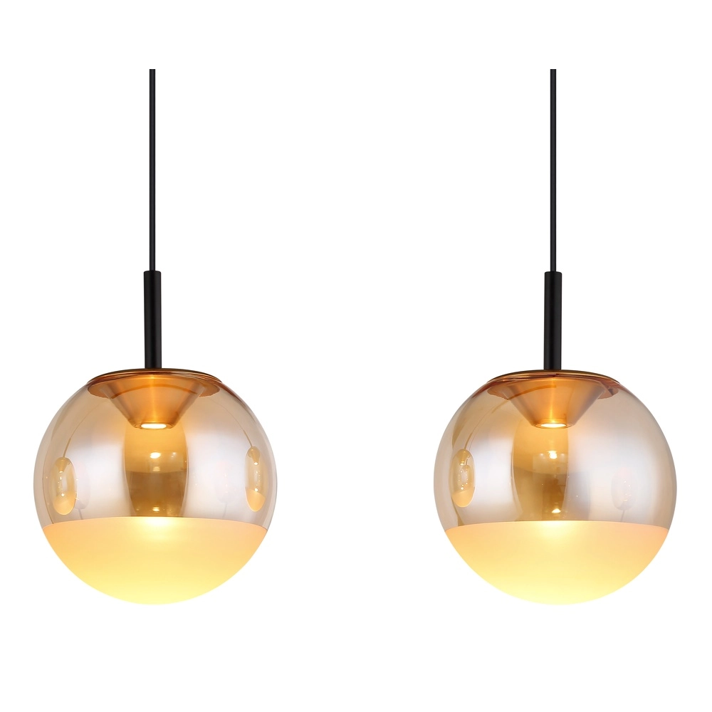 Lampe pendante de conception Severin Noir 3 clairs avec verre ambré Globo 9007371549931