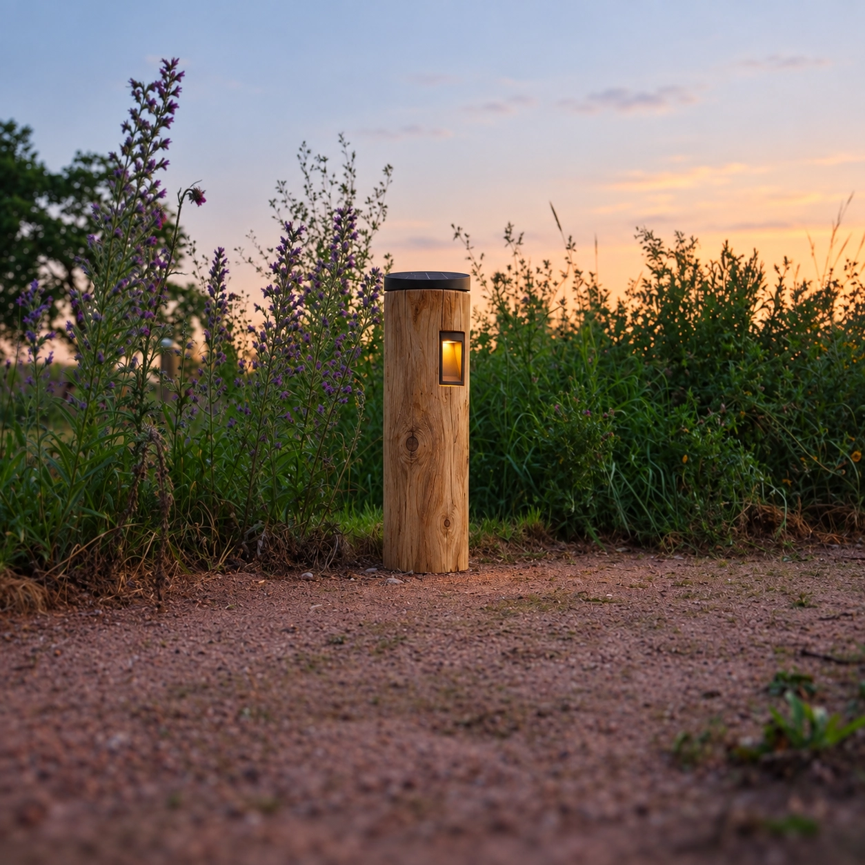 Éclairage solaire en bois Piatto Châtaignier - 65 cm - 2700 000 km