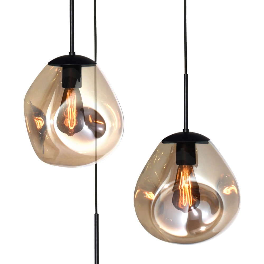 Lampe suspendue Lava 3x verre doré Ø 24cm Masterlight 8718121286440