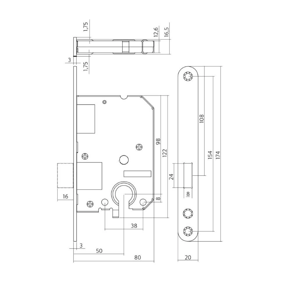 Cylindre de carter de serrure Domus sans tabouret noir Intersteel 8714186463130