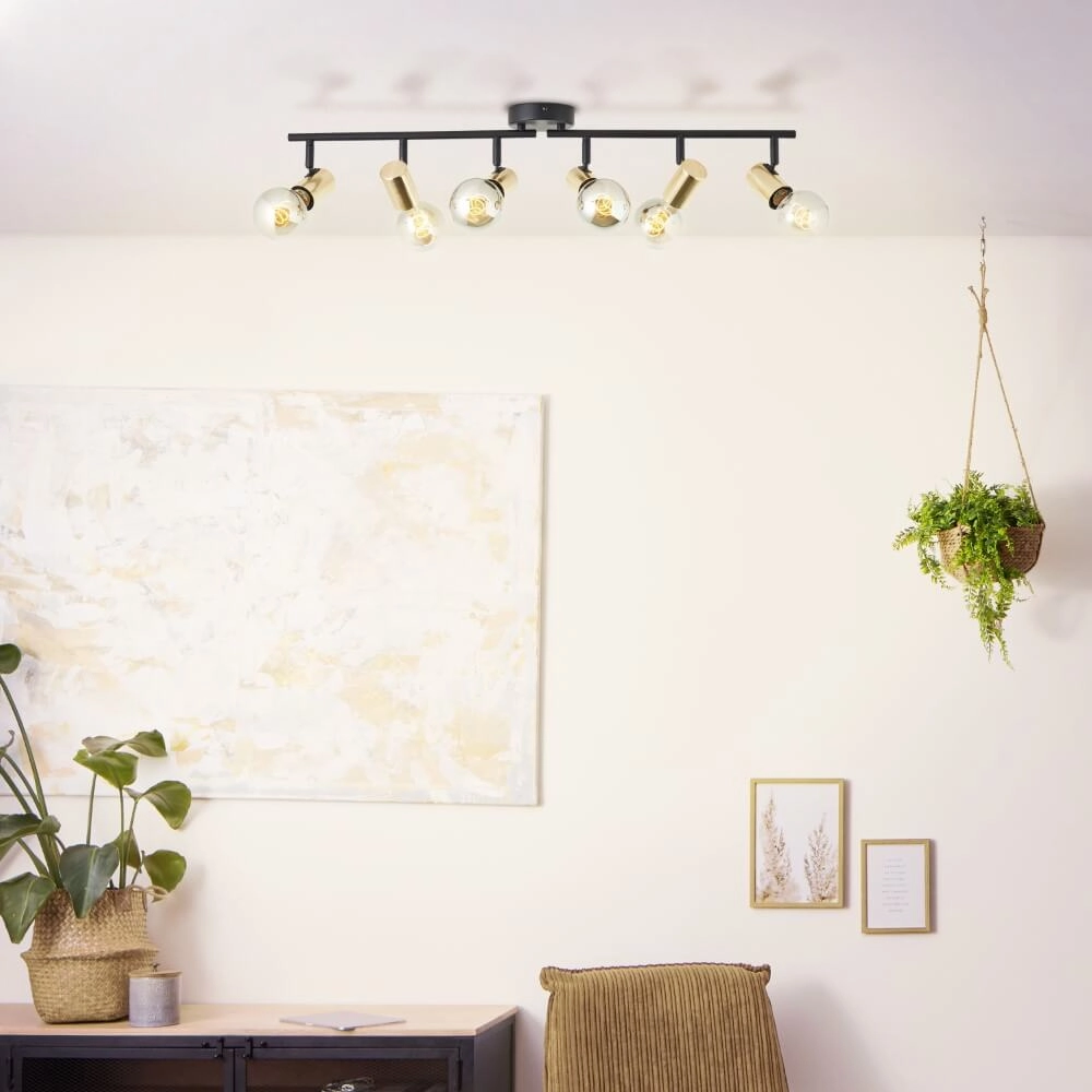 Plafonnier noir et doré Kerry 6 lumières Brilliant 4004353409059