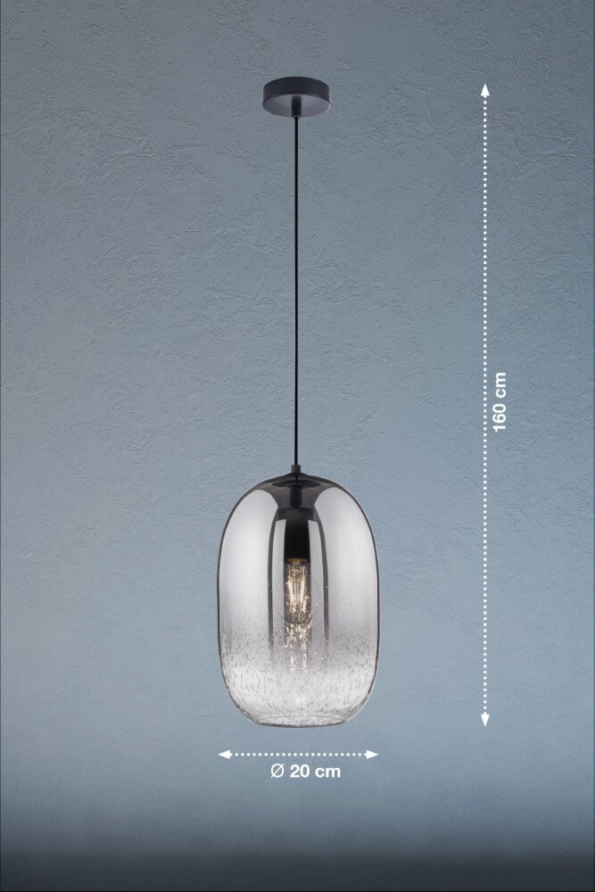 Lampe à suspension en verre fumé Trace Fischer & Honsel 4003694607131