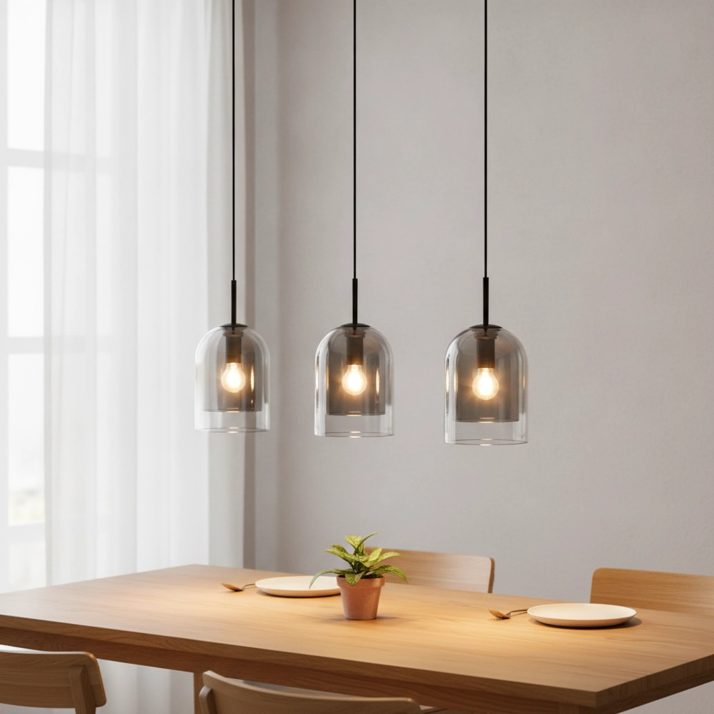 Suspension Velor 3 lumières noir droit