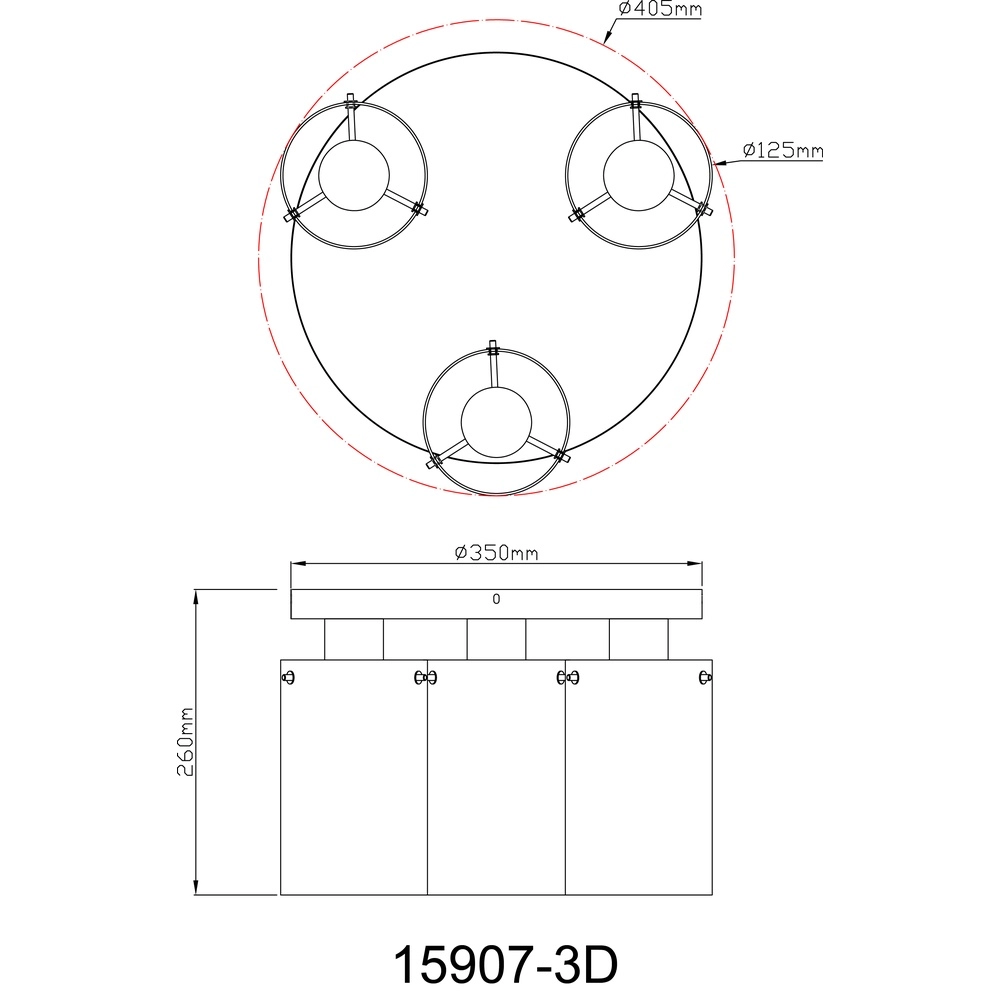 Lampe de plafond noire Florentina 3-lumière Globo 9007371455140