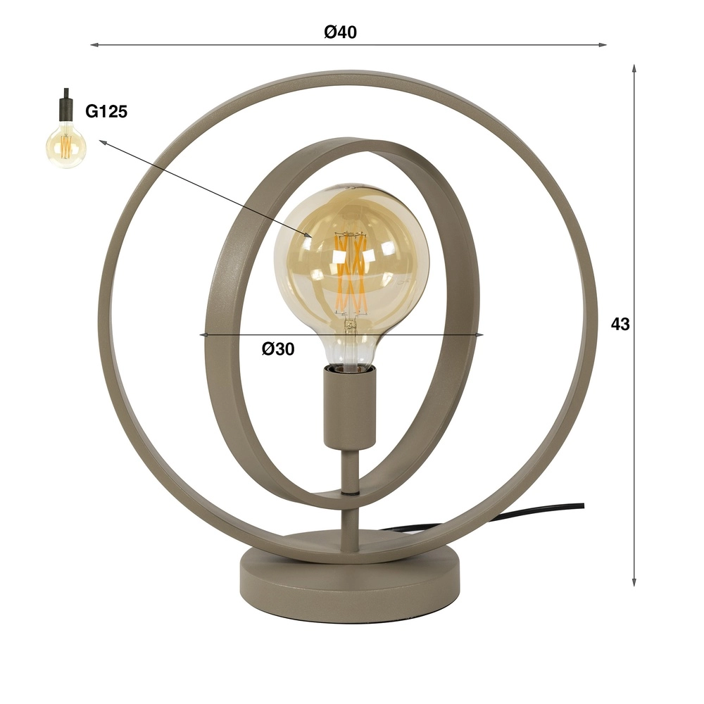 Lampe de table en sable Turn 1x E27 - Ø 40cm Lyora 8716803513051