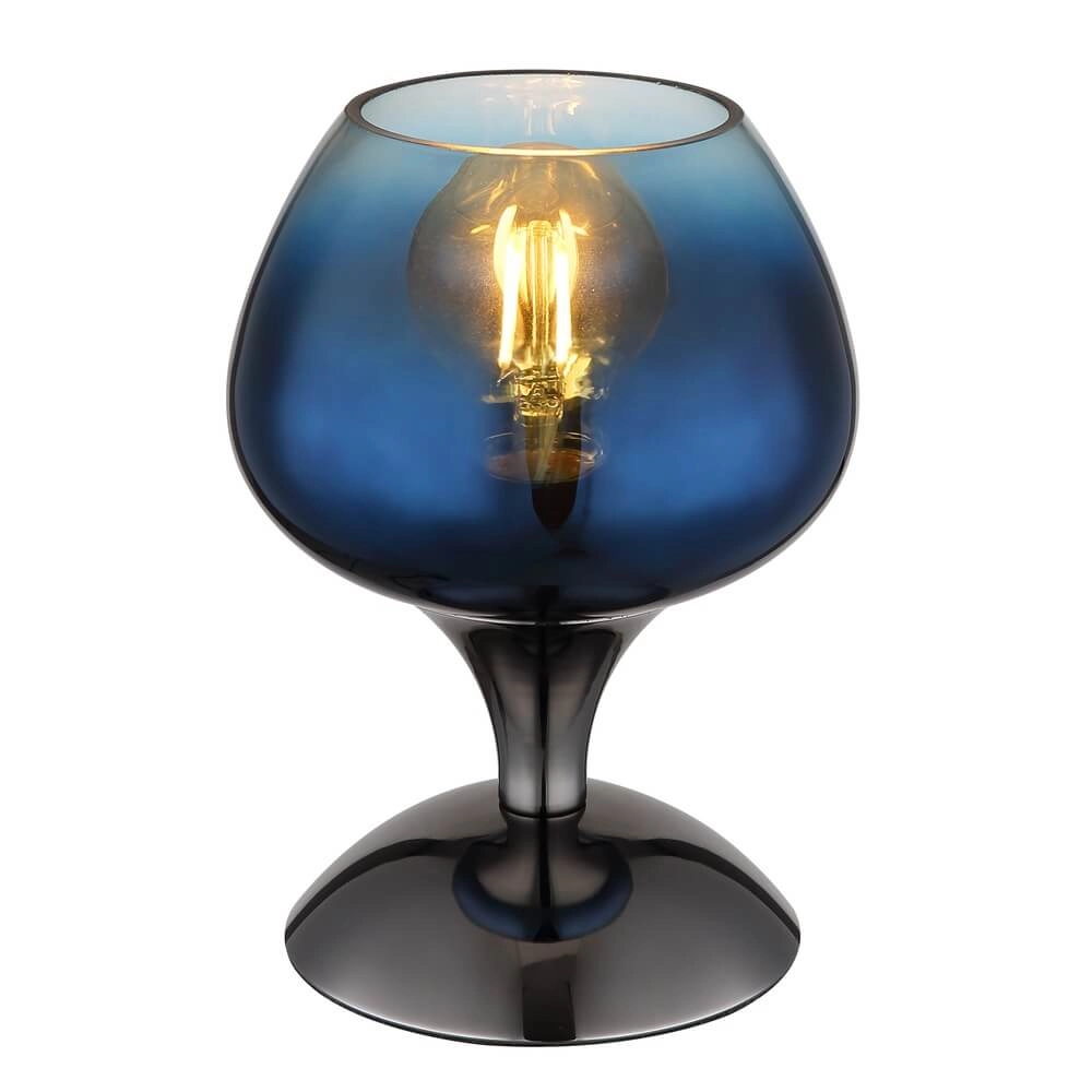 Lampe de table en bronze Maxy avec verre bleu Ø 15cm