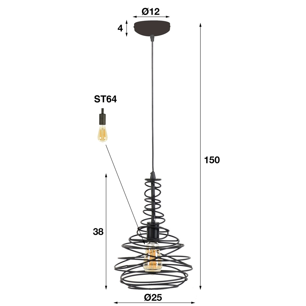 Lampe suspendue filaire Ø 25cm Spinn 1x E27 Lyora 8716803513044