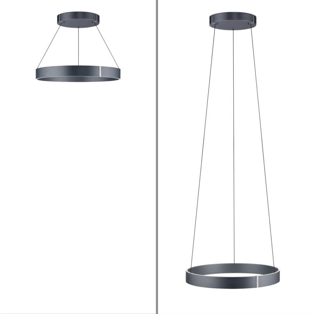 Lampe suspendue ronde Pure E-Clipse gris Ø 70cm Paul Neuhaus 4012248372340