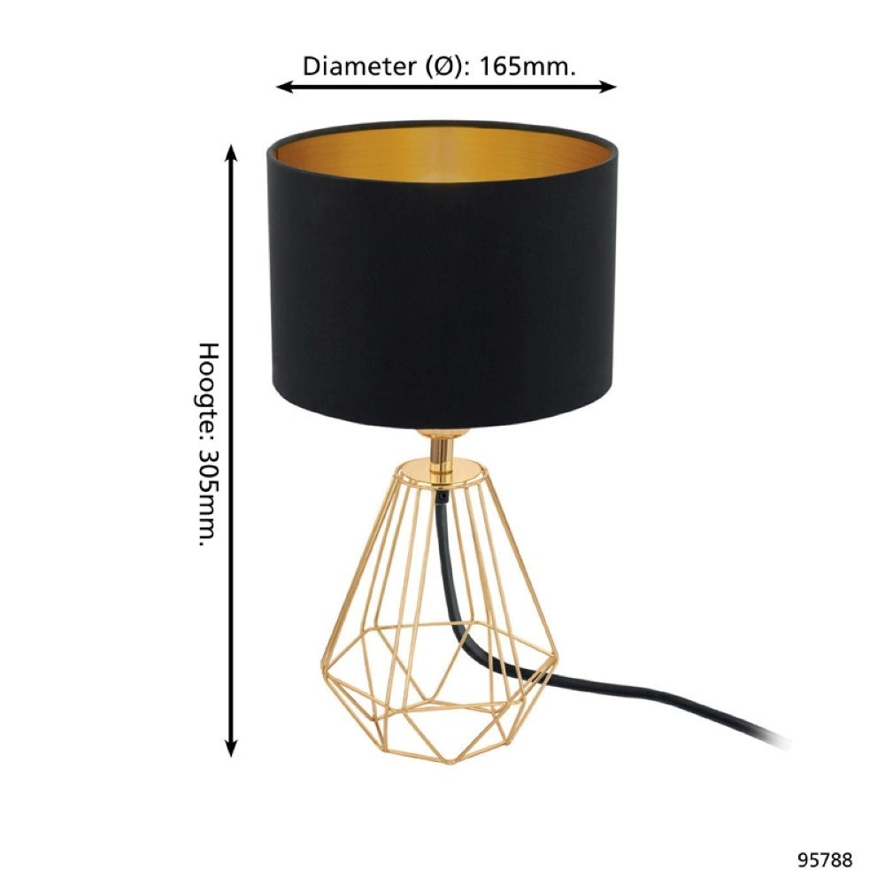 Lampe de table Carlton 2 or avec du noir Eglo 9002759957889