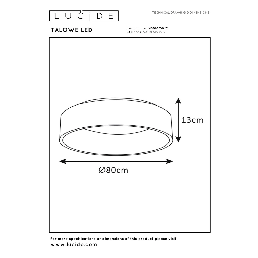 Éclairage de plafond Talowe Led Ø 80cm blanc Lucide 5411212460677