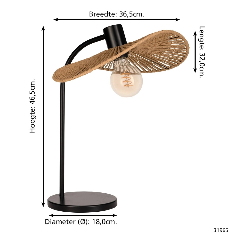 Lampe de table en rotin Siruela Eglo 9002759319656
