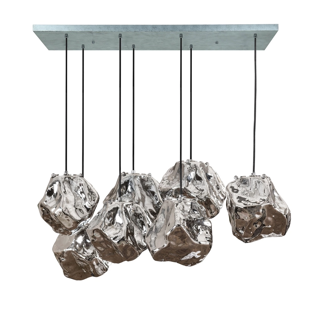 Lampe pendante de table à manger Rock 7 lumières - verre argenté Lyora 8716803511255