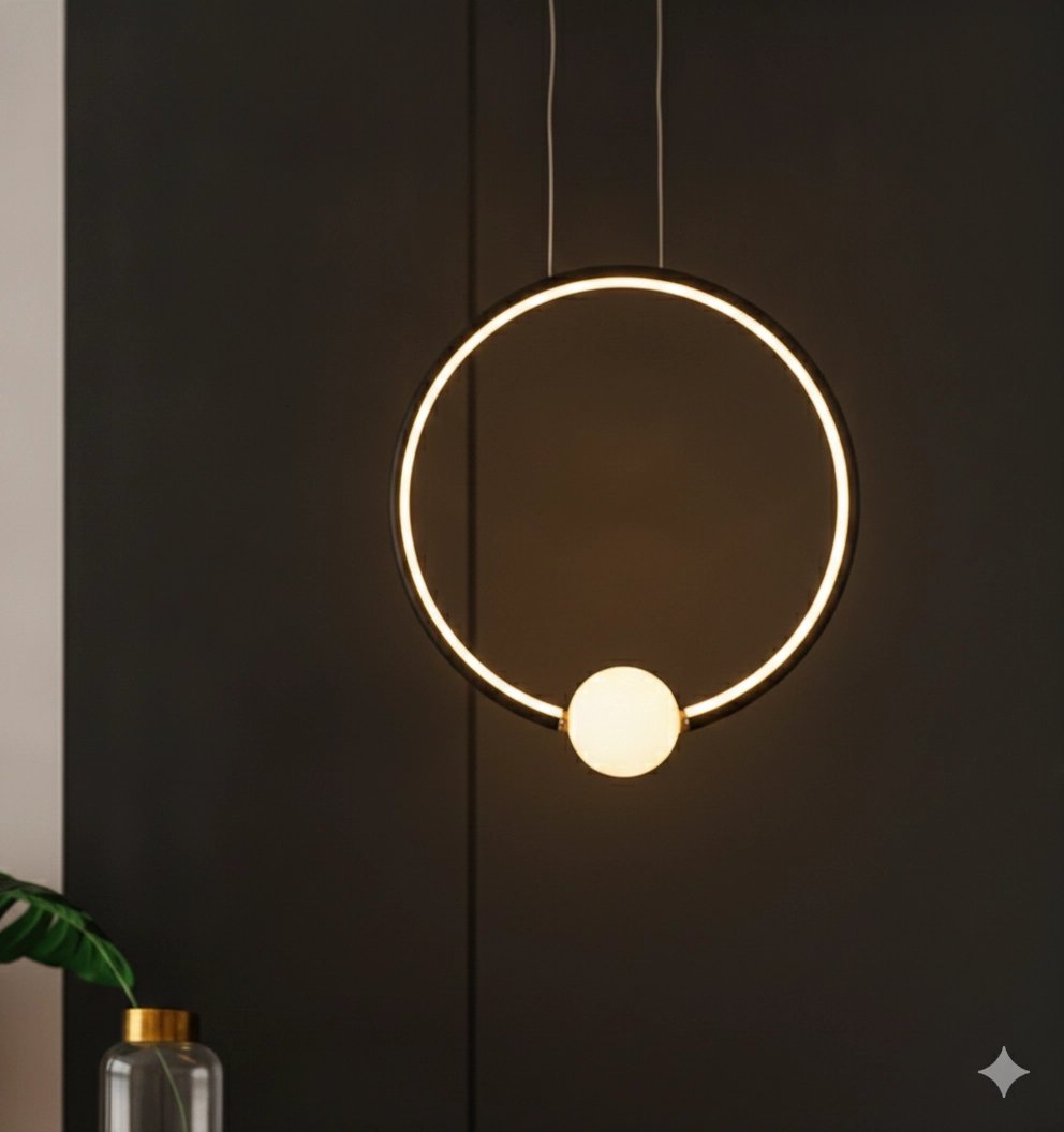 Suspension Celia noir avec rond blanc