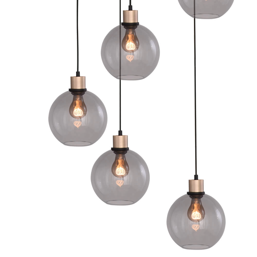 Lampe suspendue Vide Lazise 5x Ø 20cm doré Masterlight 8718121303079