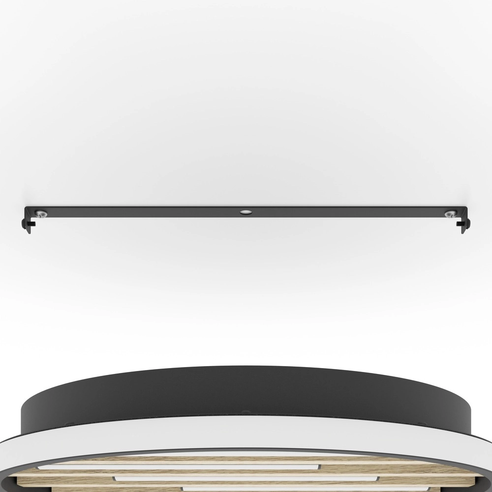 Lampe de plafond moderne Cembrano Noir rond avec bois Eglo 9008606388134