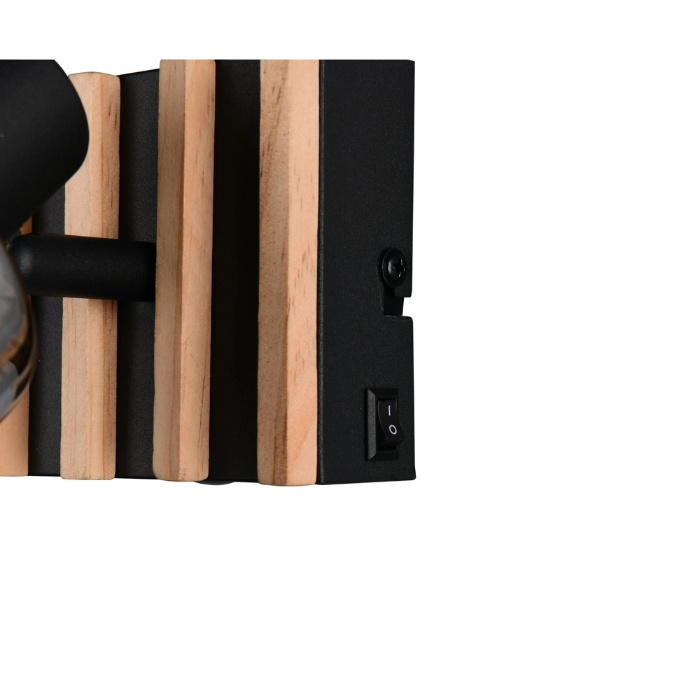 Lampe murale Travia noir avec bois Trio 4017807682588