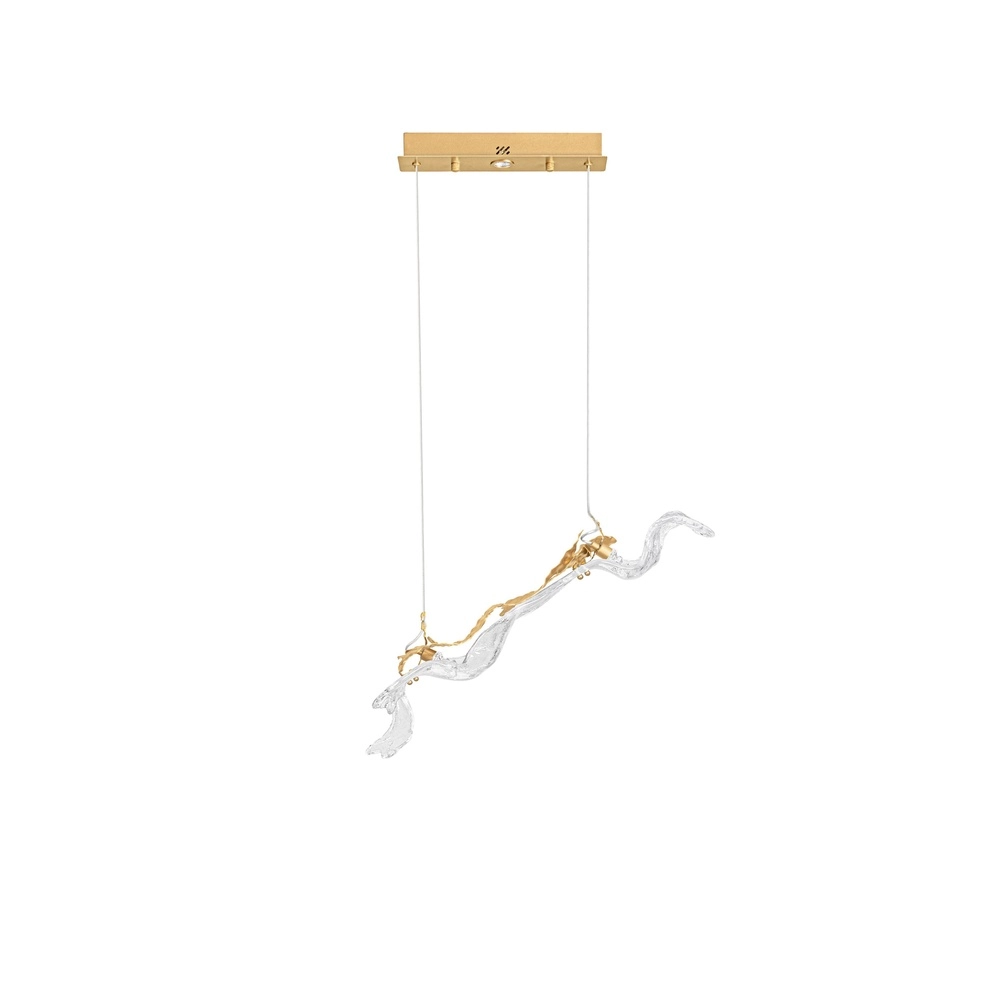 Lampe pendante dorée Avesa avec du verre transparent Lyora 5212063500419