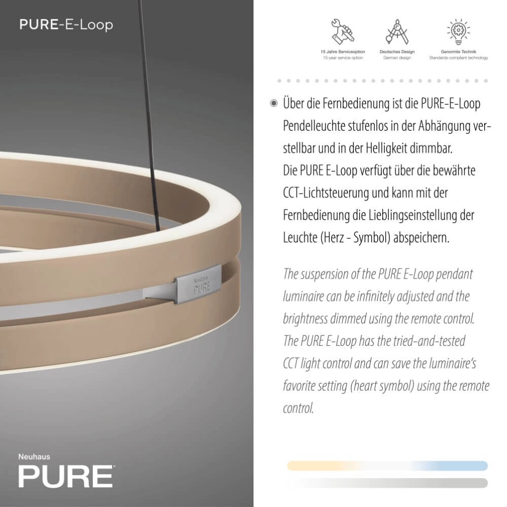 Lampe suspendue élégante Pure E-Loop laiton Paul Neuhaus 4012248372265